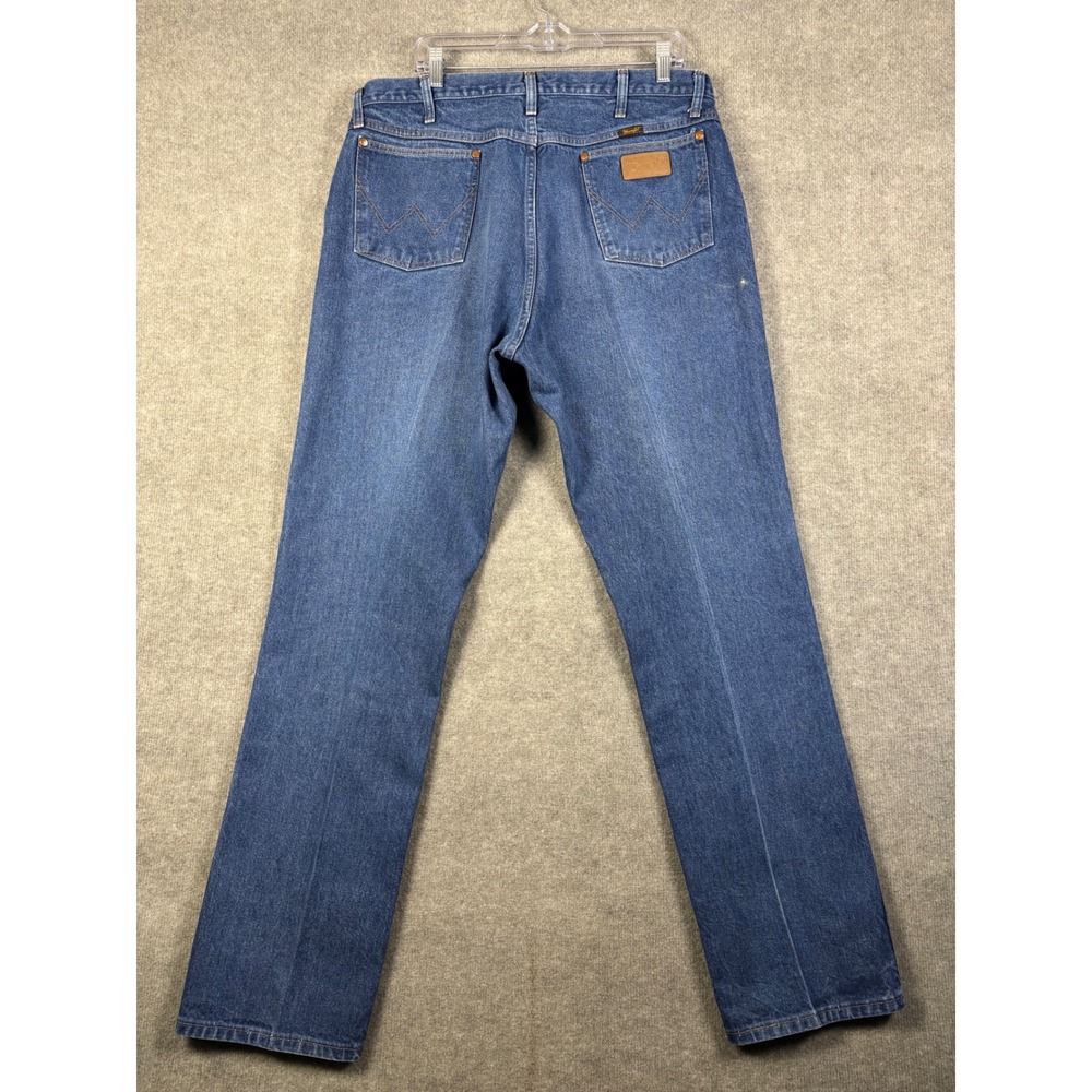 Wrangler 13MWZ Cowboy Cut Jeans High Rise Straight Leg 38x34 Blue Denim Mens - Picture 3 of 11